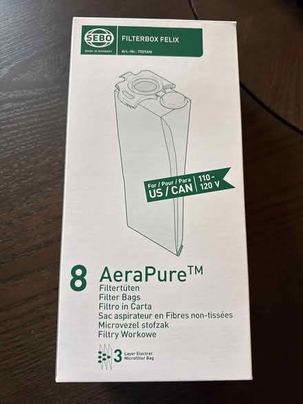 Photo of free Filter bags for Sebo Felix vacuum (Logan Circle area) #1