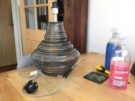 Photo of free Blue glass lamp base (Hailsham BN27) #1