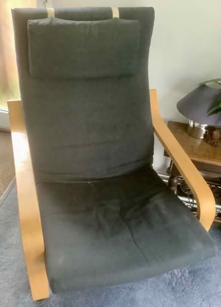 Photo of free IKEA Poang chair, blue cover (Roffey) #1