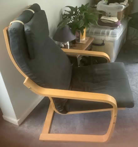 Photo of free IKEA Poang chair, blue cover (Roffey) #2
