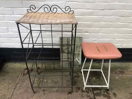 Photo of free Wicker topped-metal frame and stool for shed/ garden (Hastings TN35) #2