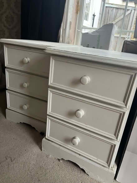 Photo of free White painted solid wood bedside tables (Wandsworth Common SW18) #1