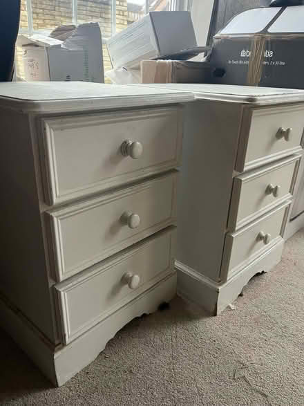 Photo of free White painted solid wood bedside tables (Wandsworth Common SW18) #3