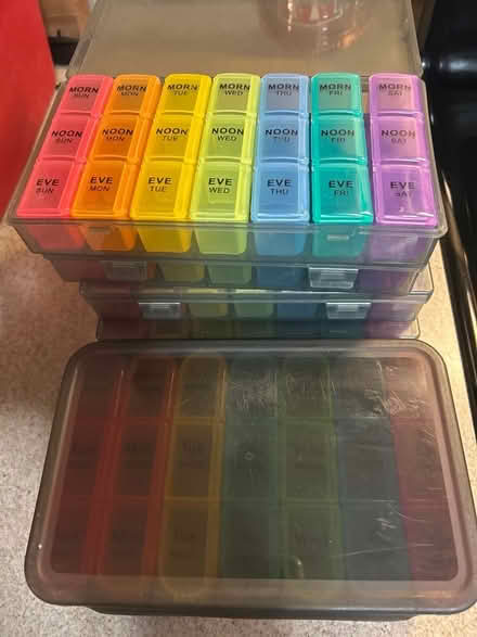Photo of free 6 seven-day 3-slot pill boxes (Marley) #1