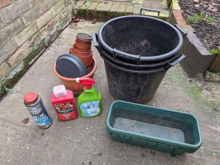 Photo of free Various plastic plant pots and garden chemicals (Petersfield Ward CB1) #1