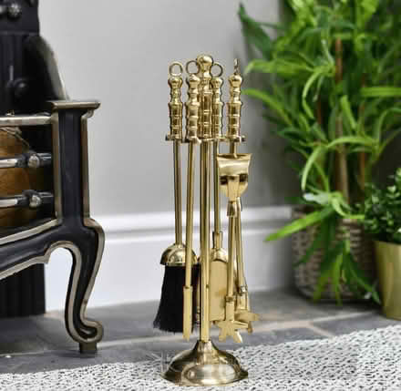 Photo of Set of brass fire irons (Wall's Quarry GL5) #1