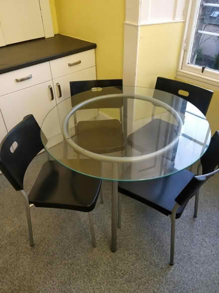 Photo of free Round glass table and 4 chairs (Annandale St EH7) #1