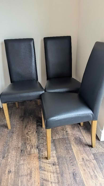 Photo of free 3x faux leather dining chairs (Woodmancote GL11) #1