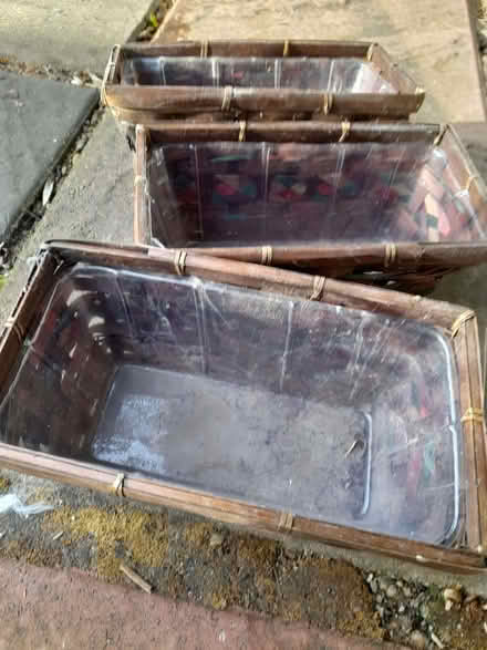 Photo of free 3 Wicker container with plastic inserts. (Westbury SY5) #1