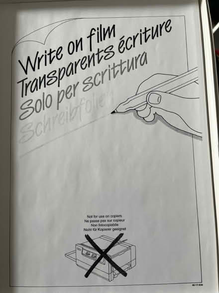 Photo of free OHP transparencies for printer &pen (M33 near Sale Grammar School) #2