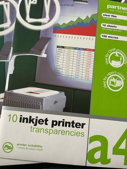 Photo of free OHP transparencies for printer &pen (M33 near Sale Grammar School) #1