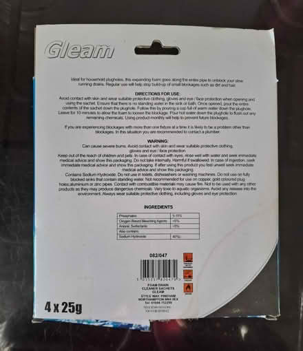 Photo of free Gleam Foam Drain Cleaner Sachets (Midsomer Norton (BA3)) #2