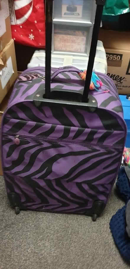 Photo of free Large purple zebra print suitcase. (Chorley Moor PR7) #3