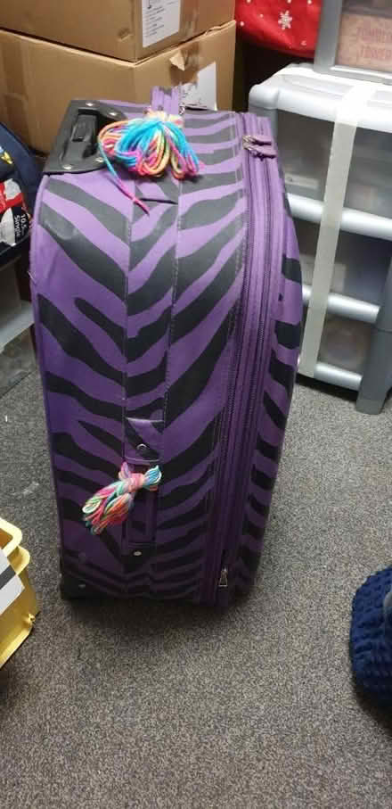 Photo of free Large purple zebra print suitcase. (Chorley Moor PR7) #4