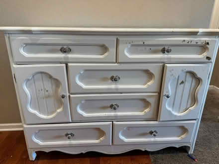 Photo of free white dresser/mirror needs TLC (Parker) #3