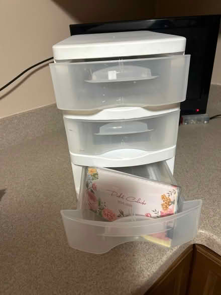 Photo of free 3-drawer plastic storage unit (Marley) #1