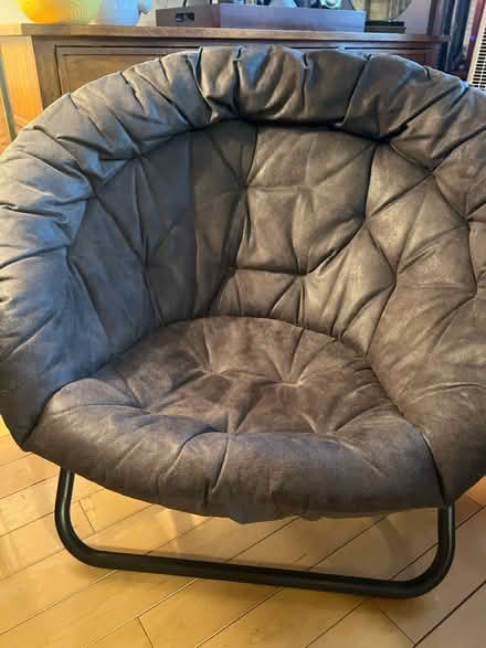 Photo of free PB Teen dark grey micro suede chair (Upper West Side) #2