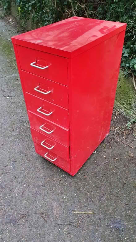 Photo of free Red metal filing cabinet (Larkhall - Bath) #1