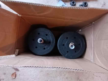Photo of free Dumbells various weights and book (OX14) #2