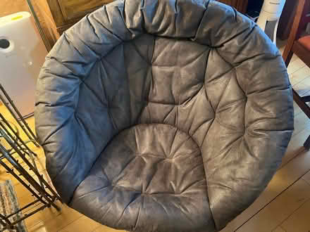 Photo of free PB Teen dark grey micro suede chair (Upper West Side) #1