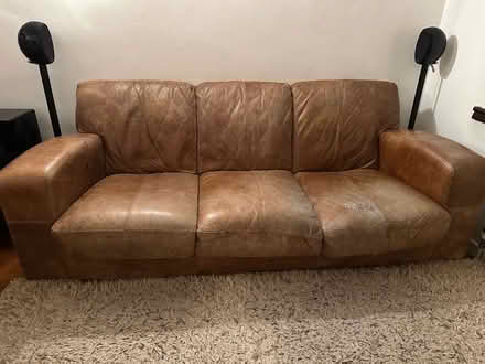 Photo of free Leather sofa (Horn's Mill SG13) #1