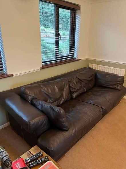 Photo of free Large leather designer sofa (Boughton Monchelsea) #2