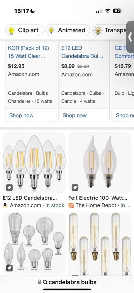 Photo of Candelabra light bulb (San Antonio shopping center) #1