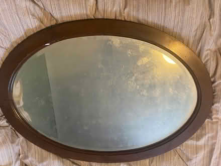 Photo of free Oval mirror with wooden frame (Cashes Green, Stroud.) #1