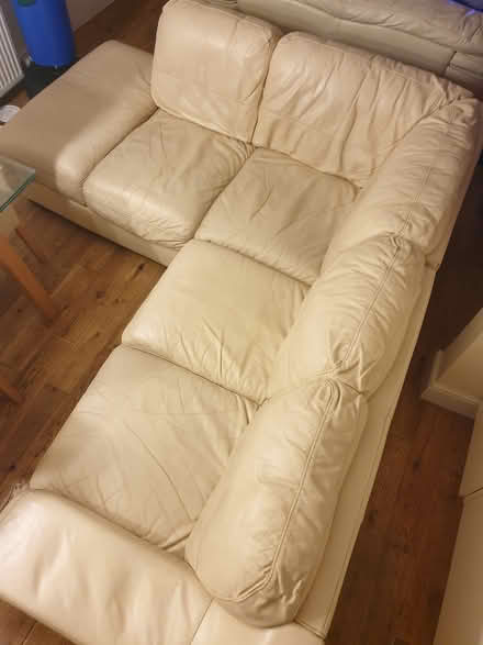 Photo of free Corner Sofa (Cream Leather) (Dublin 16) #2