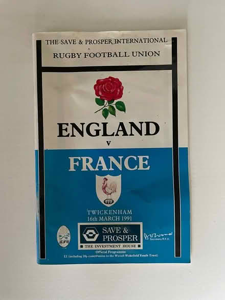 Photo of free England v France rugby programme (Trowbridge BA14) #1