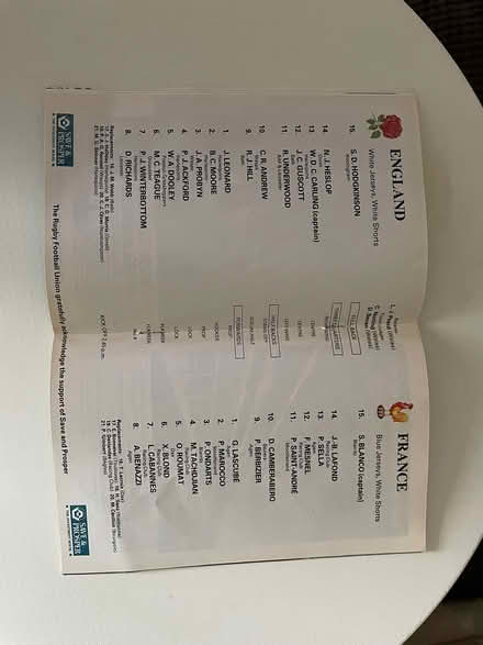 Photo of free England v France rugby programme (Trowbridge BA14) #2
