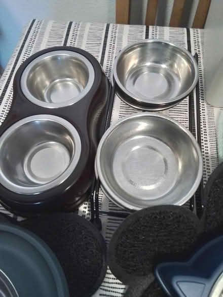 Photo of free Cat feeding bowls, 3 sets (Hollingworth via Hyde) #1