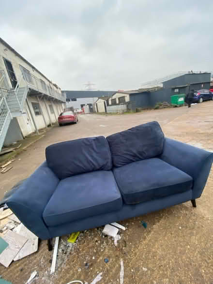 Photo of free Blue velvet 2 seater sofa (Ig88ey) #1
