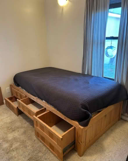 Photo of free Twin bed with 5 storage drawers (Woodside & El Camino) #2