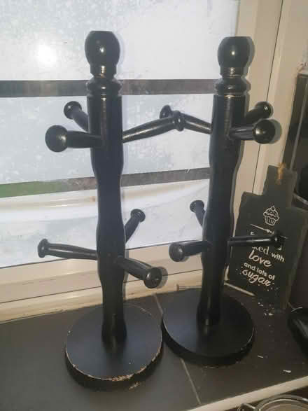 Photo of free two wooden mug trees (Yardley birmingham B25) #1