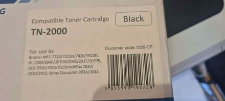 Photo of free Brother TN2000 - New black laserjet toner cartridge (Southhouse EH16) #2