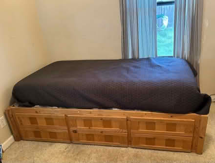 Photo of free Twin bed with 5 storage drawers (Woodside & El Camino) #1