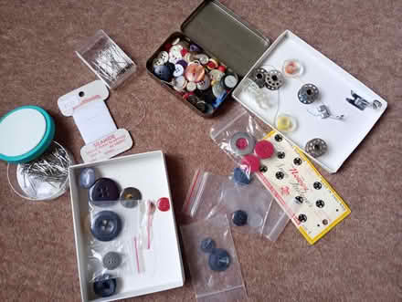 Photo of free Various buttons, bobbins and pins (Castle MK40) #1