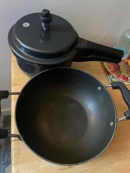 Photo of free Cookware -pressure cooker and a pan (Rowditch DE22) #1