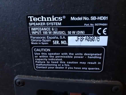 Photo of free Technics SB-HD81 hifi speakers (Malvern Link WR14) #3