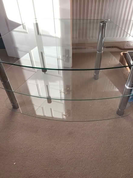 Photo of free Television stand glass & chrome (Abington) #1