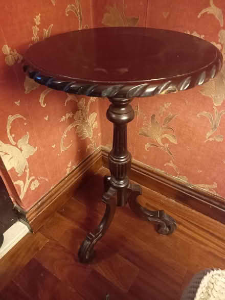 Photo of free Mahogany lamp table and lamp (Firhouse) #1