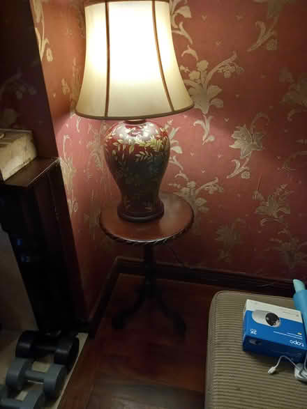 Photo of free Mahogany lamp table and lamp (Firhouse) #3