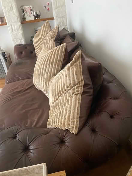 Photo of free Large leather sofa, large poufee (Havant PO9) #3