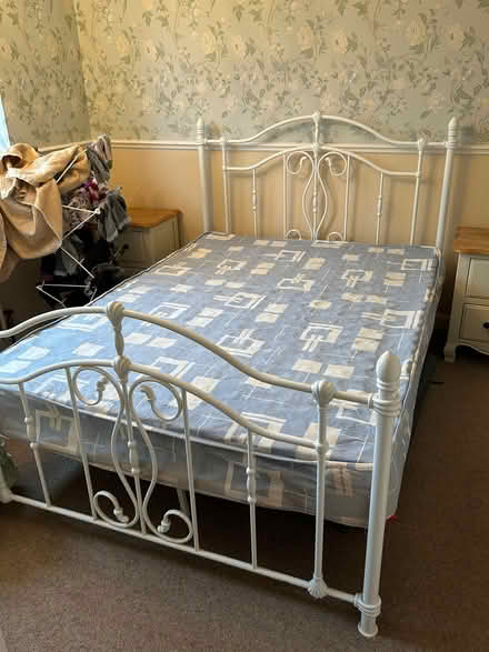 Photo of free Metal double bed frame and mattress (Toppesfield CO9) #1