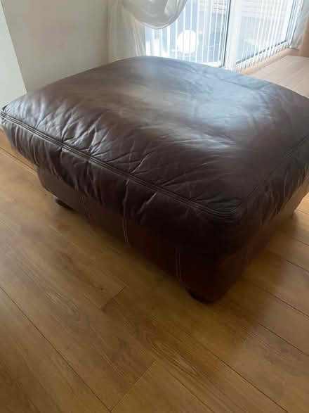 Photo of free Large leather sofa, large poufee (Havant PO9) #2