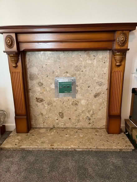 Photo of free Granite hearth , back plate and oak veneer fire surround (Colyford EX24) #1