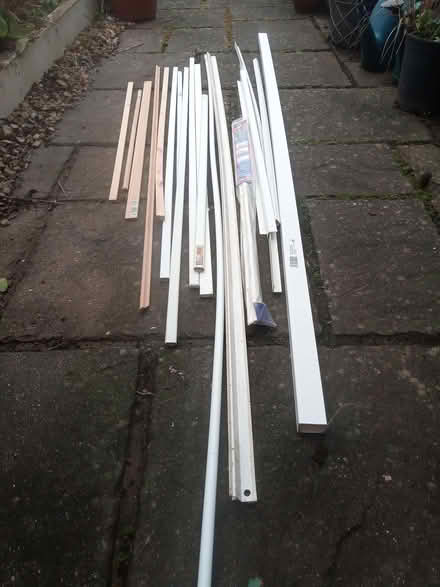 Photo of free collection of wooden and plastic trim, moldings, conduit (Henlow SG16) #1