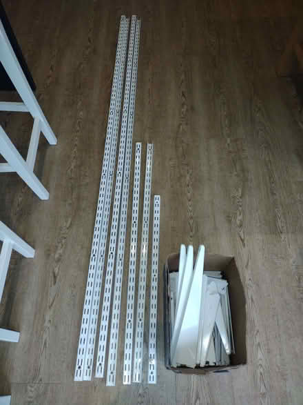 Photo of free White vertical support rails and shelf brackets (New Malden KT3) #1