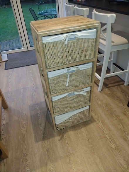 Photo of free Freestanding, 4 wicker drawer, storage unit (New Malden KT3) #1